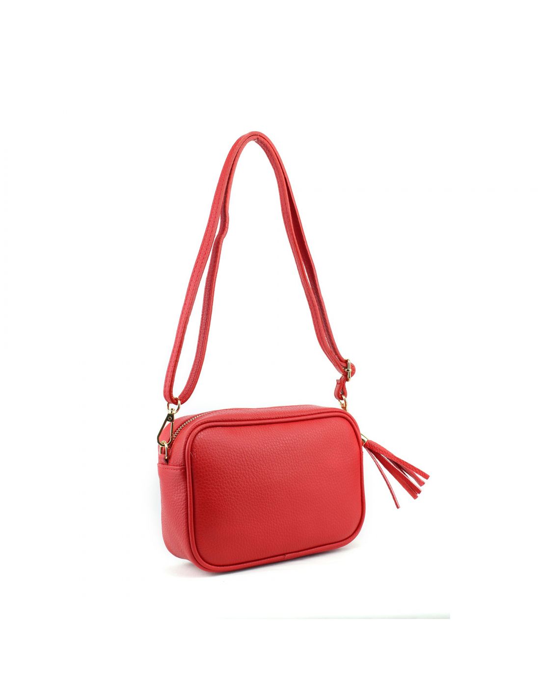 Unicolor Crossbody bag in genuine leather made in Italy