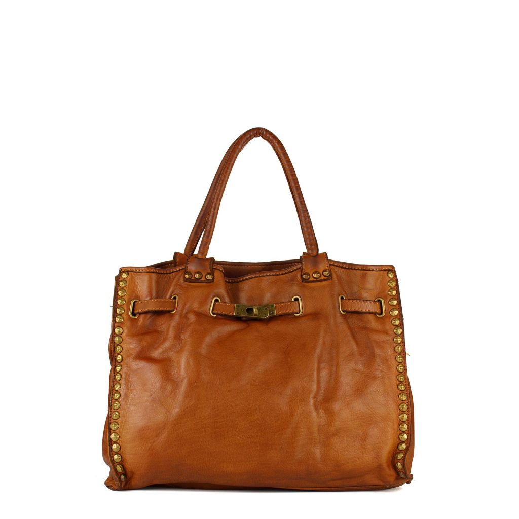 Shoulder bag in genuine leather made in Italy with braidings