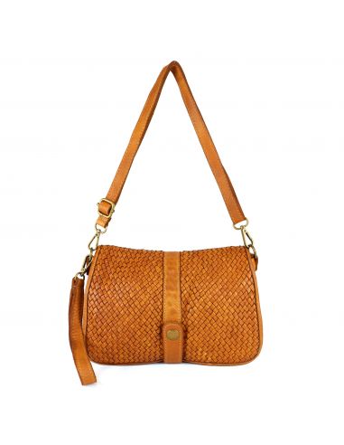 Braided crossbody bag in genuine leather made in Italy